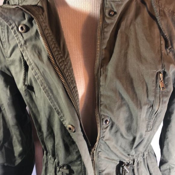 Ambiance Olive Green Jacket Size Med. /Army Style Olive Drab Green Cotton Outer - Picture 6 of 16